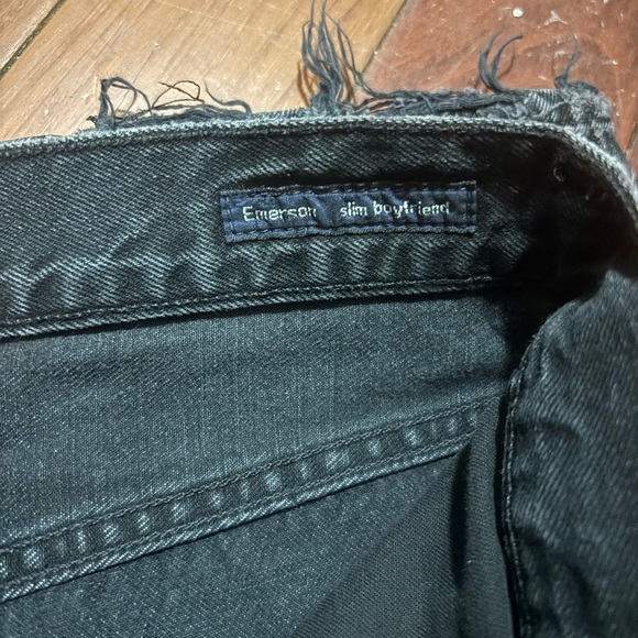 Citizens of Humanity Emerson Slim Boyfriend Distressed Black Denim Jean Size 27 - Picture 6 of 7